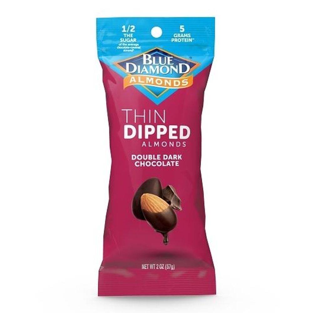 Blue Diamond Thin Dipped Double Dark Chocolate Almonds, 2 Ounce - 100 per case