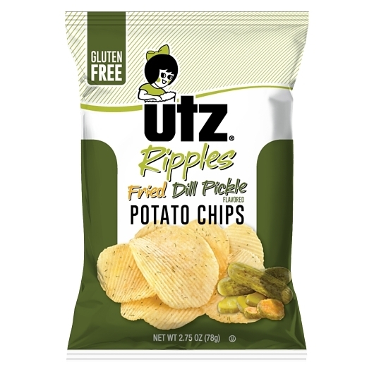 Utz Ripples Fried Dill Pickle Potato Chips, 2.75 Ounce -- 14 per case