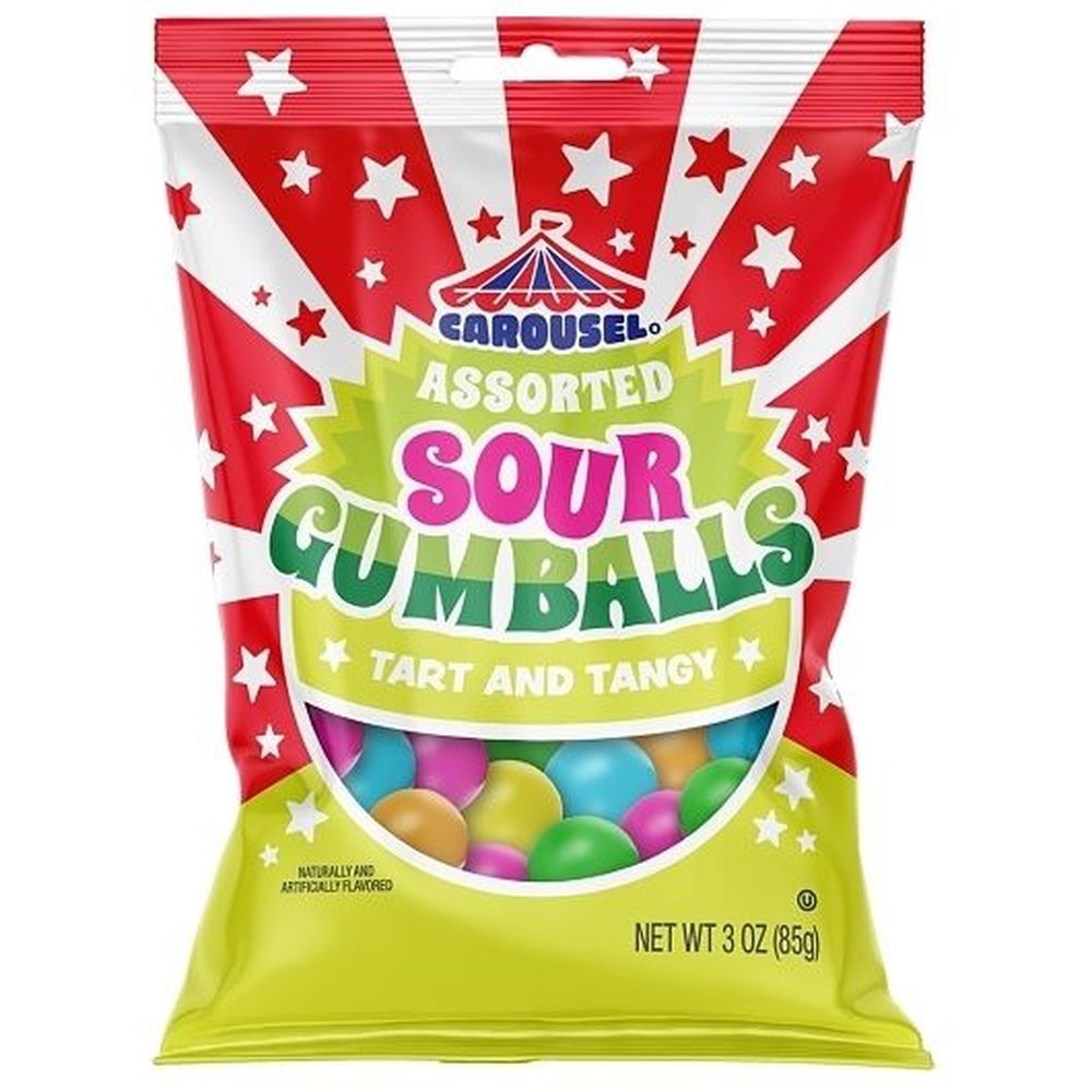 Carousel Assorted Sour Gumballs, 20 count -- 12 per case