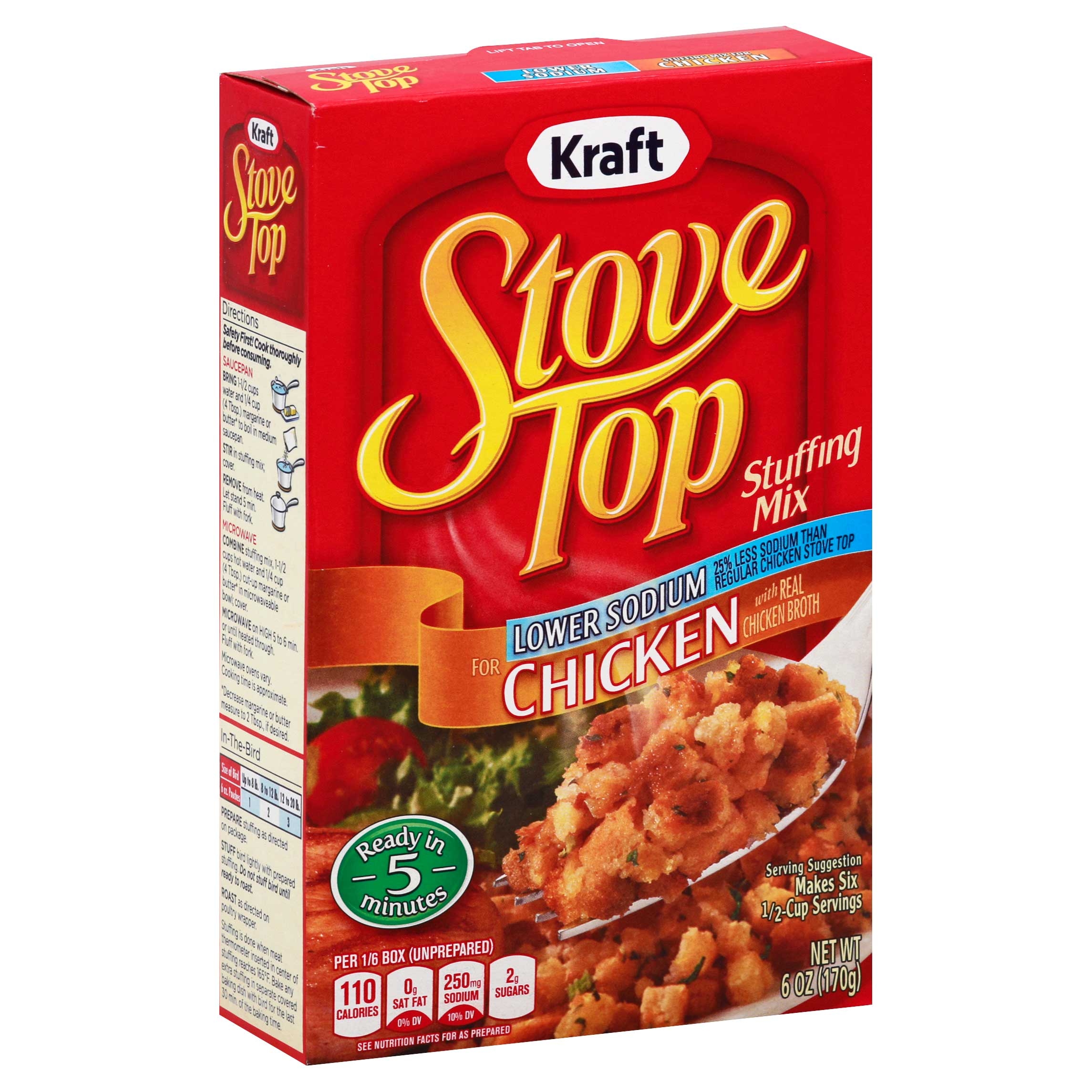 Stove Top  Low Sodium Chicken Stuffing,  6 Ounce --12 Case