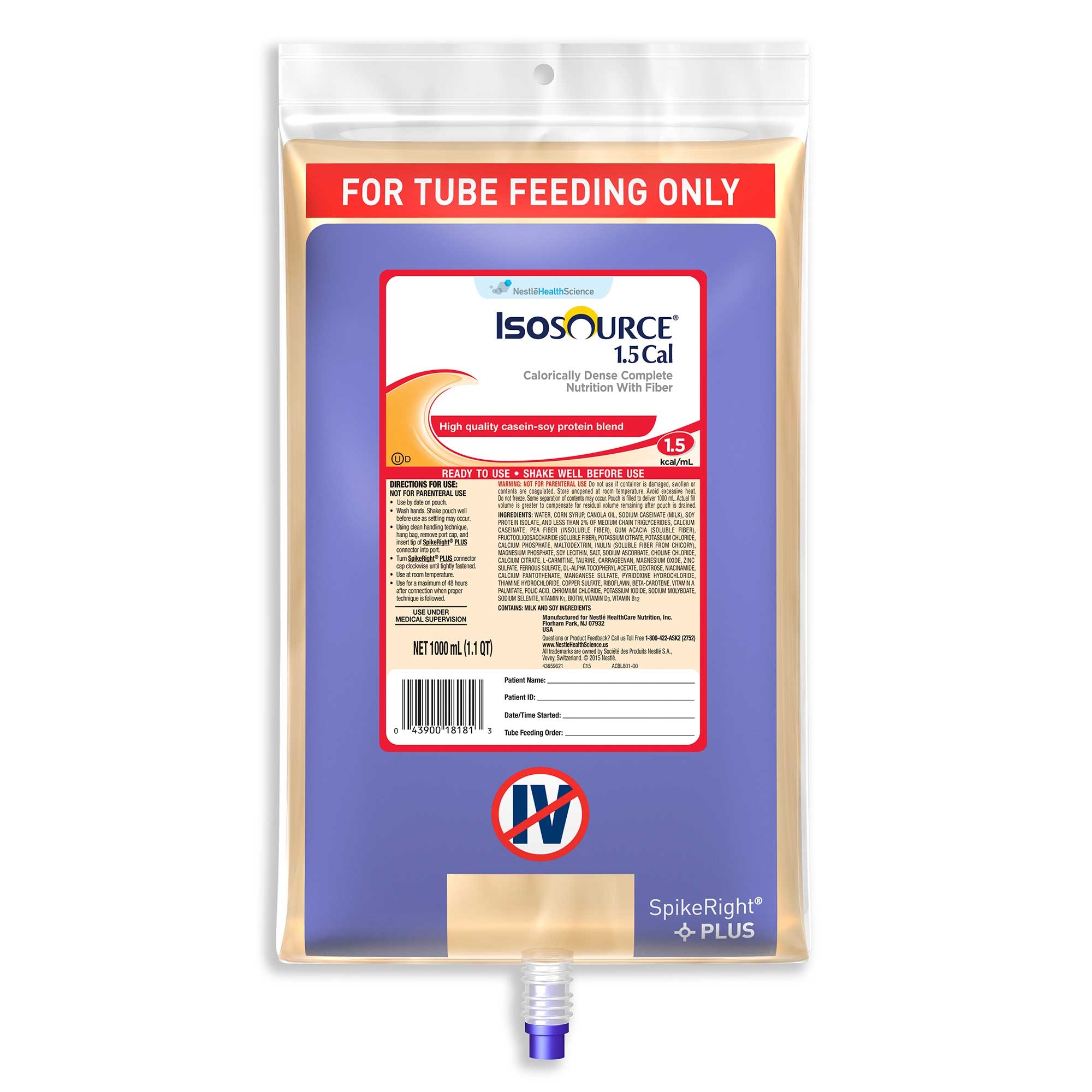 Isosource 1.5 Cal High-Calorie - High-Nitrogen Complete Liquid Formula, 1000 Milliliter -- 6 per case.