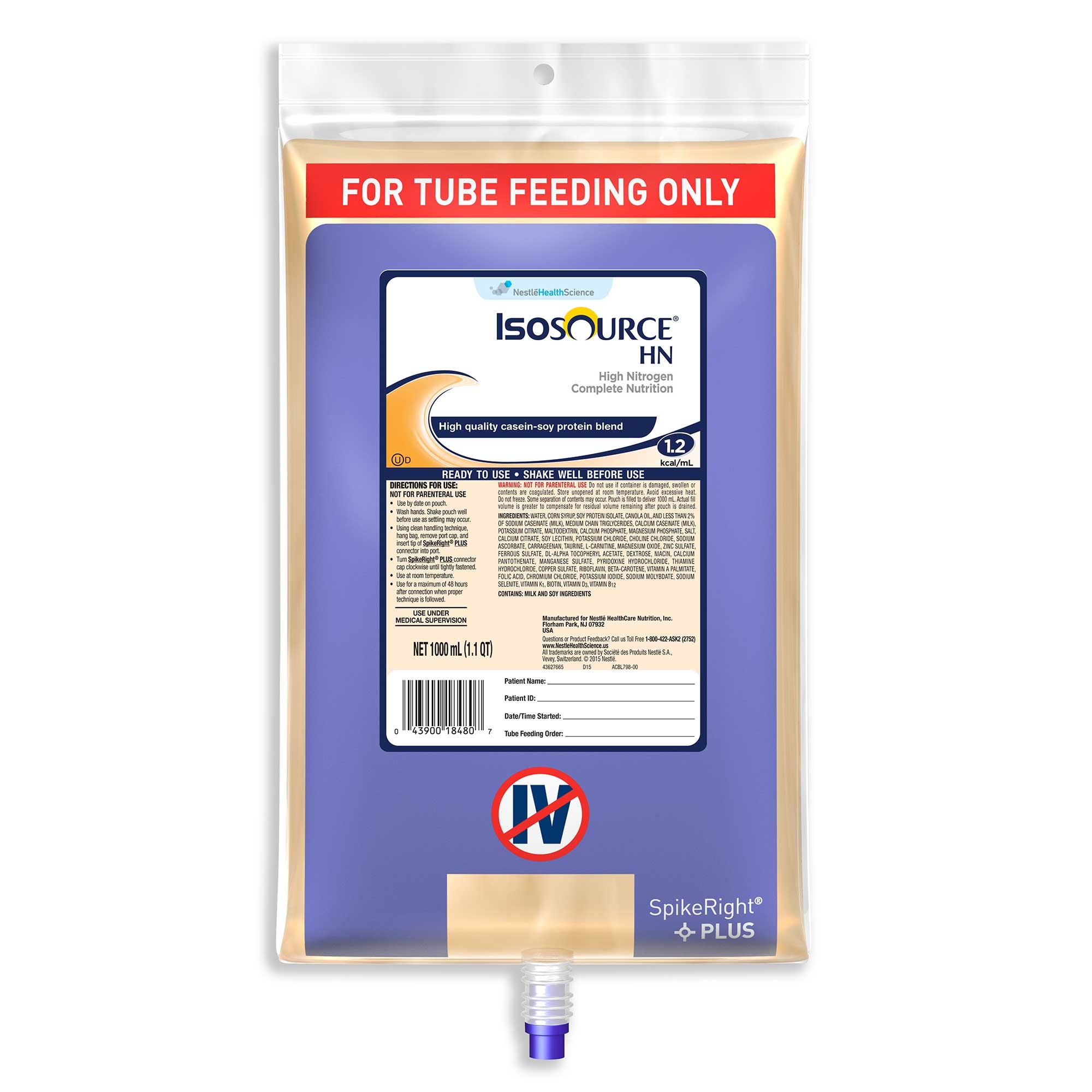 Isosource High-Nitrogen Complete Liquid Formula Spikeright, 1000 Milliliter -- 6 per case.