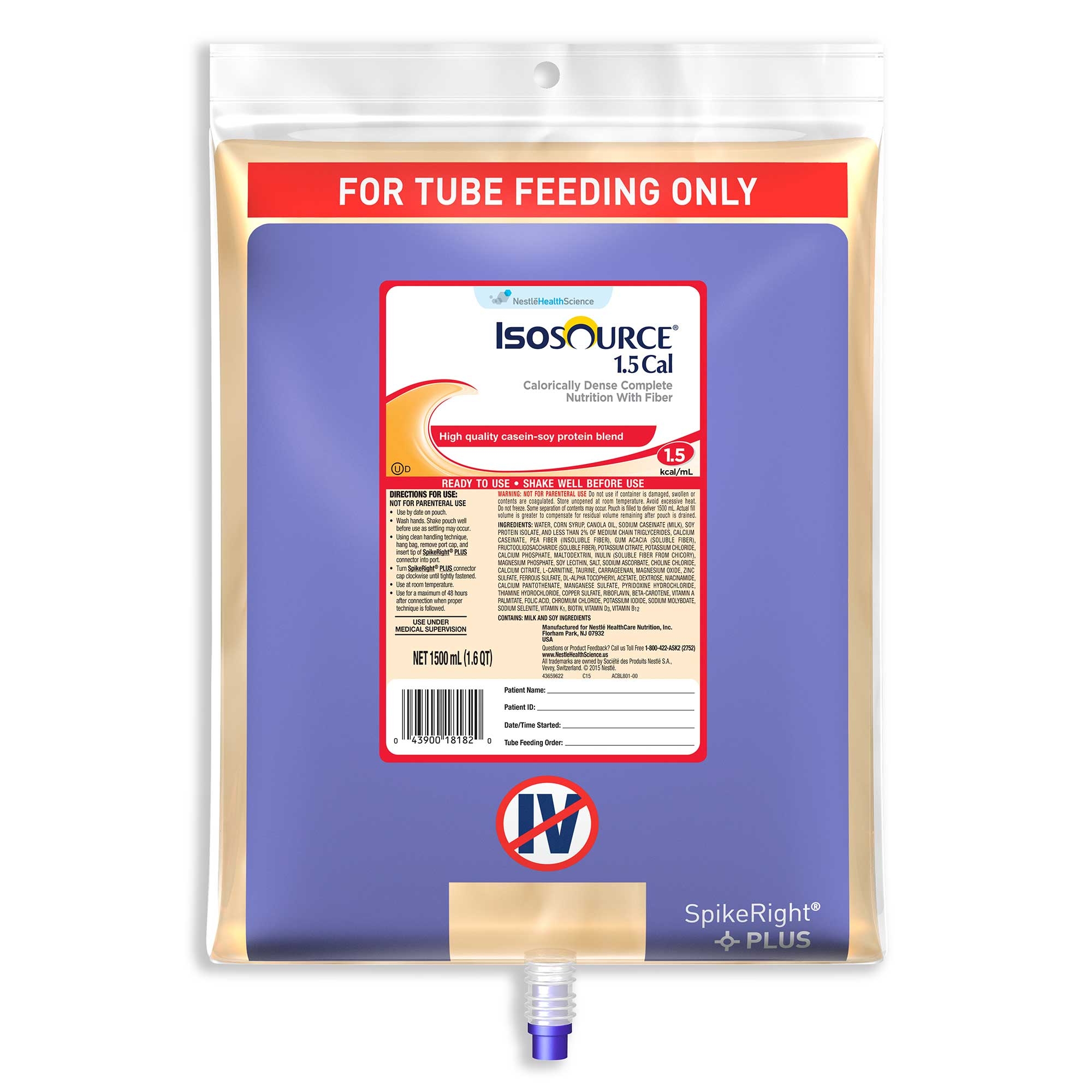 Nestle Isosource 1.5 Cal Malnutrition Tube Feeding, 50.7 Fluid Ounce -- 4 per case.