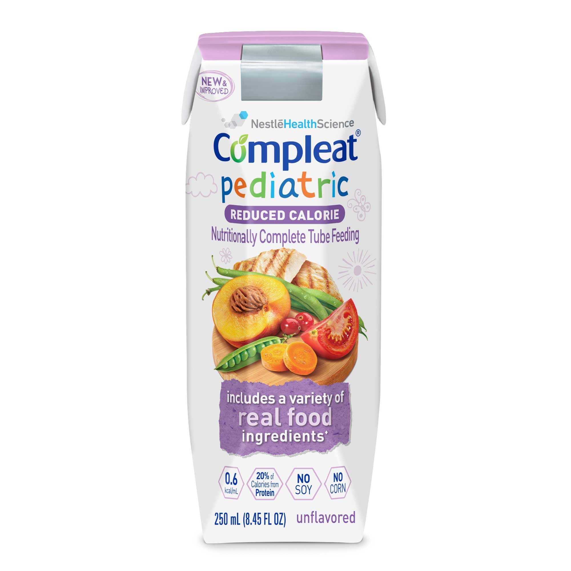 Compleat Pediatric Reduced Calorie Unflavored Tube Feeding, 8.45 Fluid Ounce -- 24 per case.
