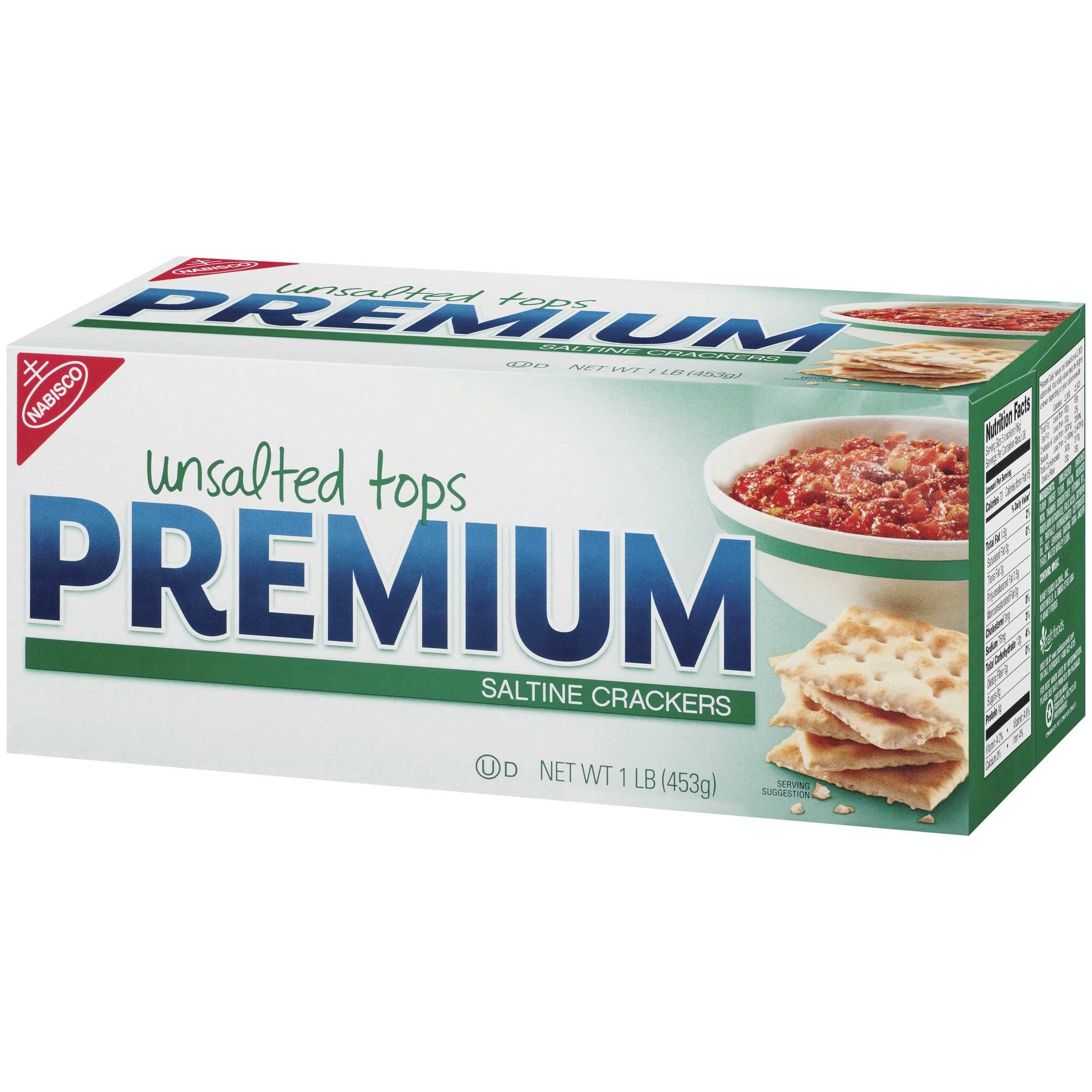 Kraft Nabisco Premium Saltine Cracker - Unsalted TOP, 16 Ounce -- 12 per case.