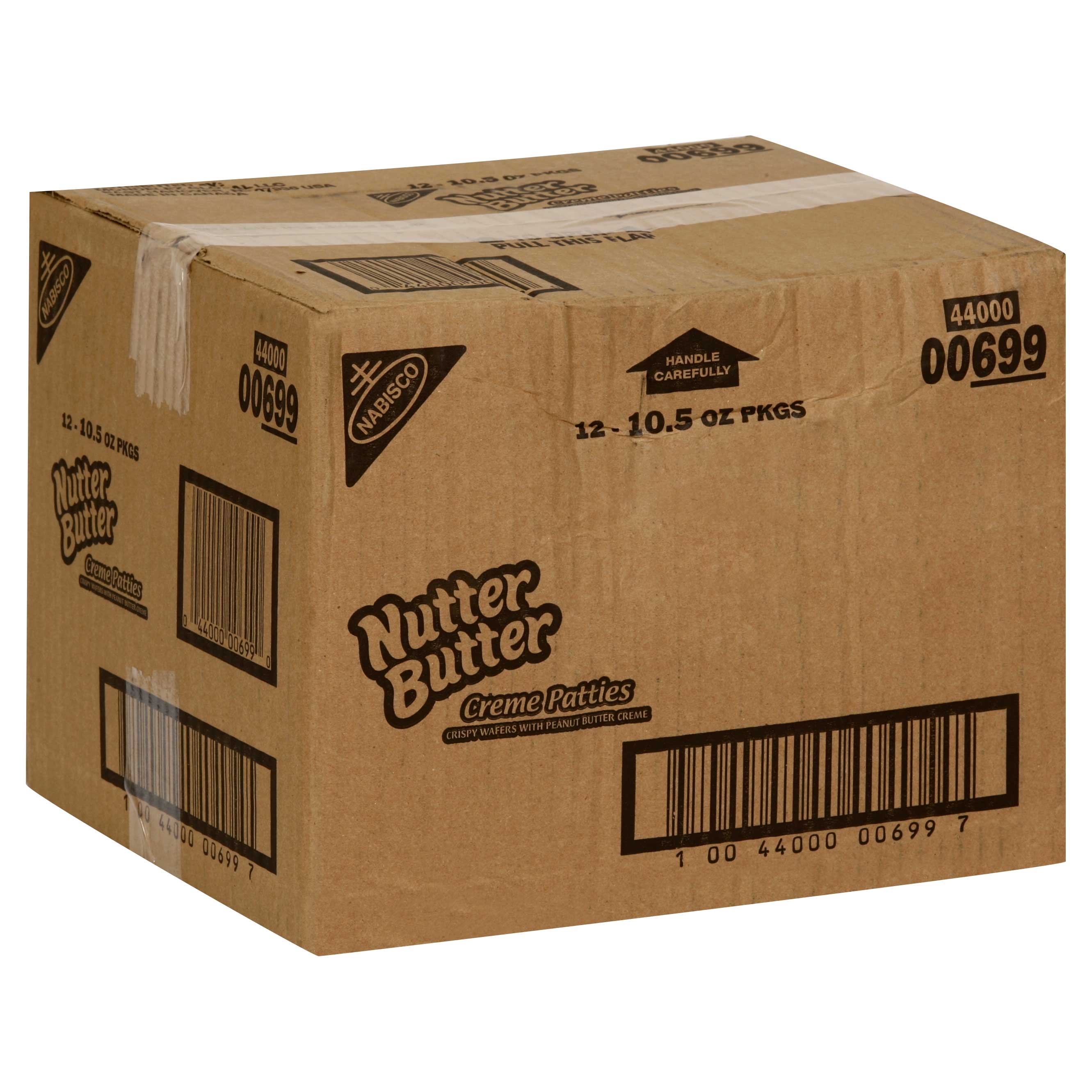 Nabisco Nutter Butter Creme Pattie Sandwich Cookie with Real Peanut Butter, 10.5 Ounce -- 12 per case.