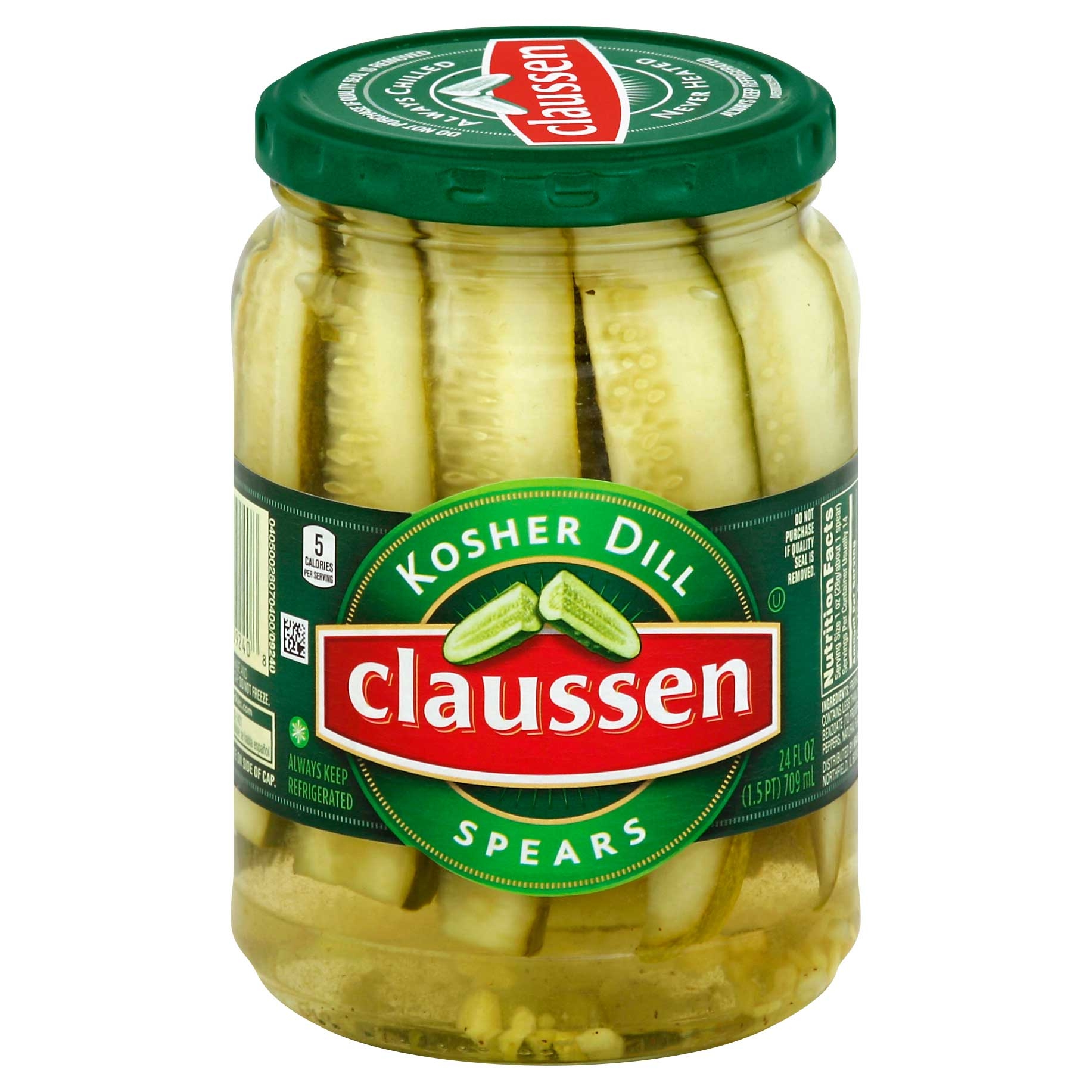 Kraft Claussen Dill Spear Pickle, 24 Ounce -- 12 per case.