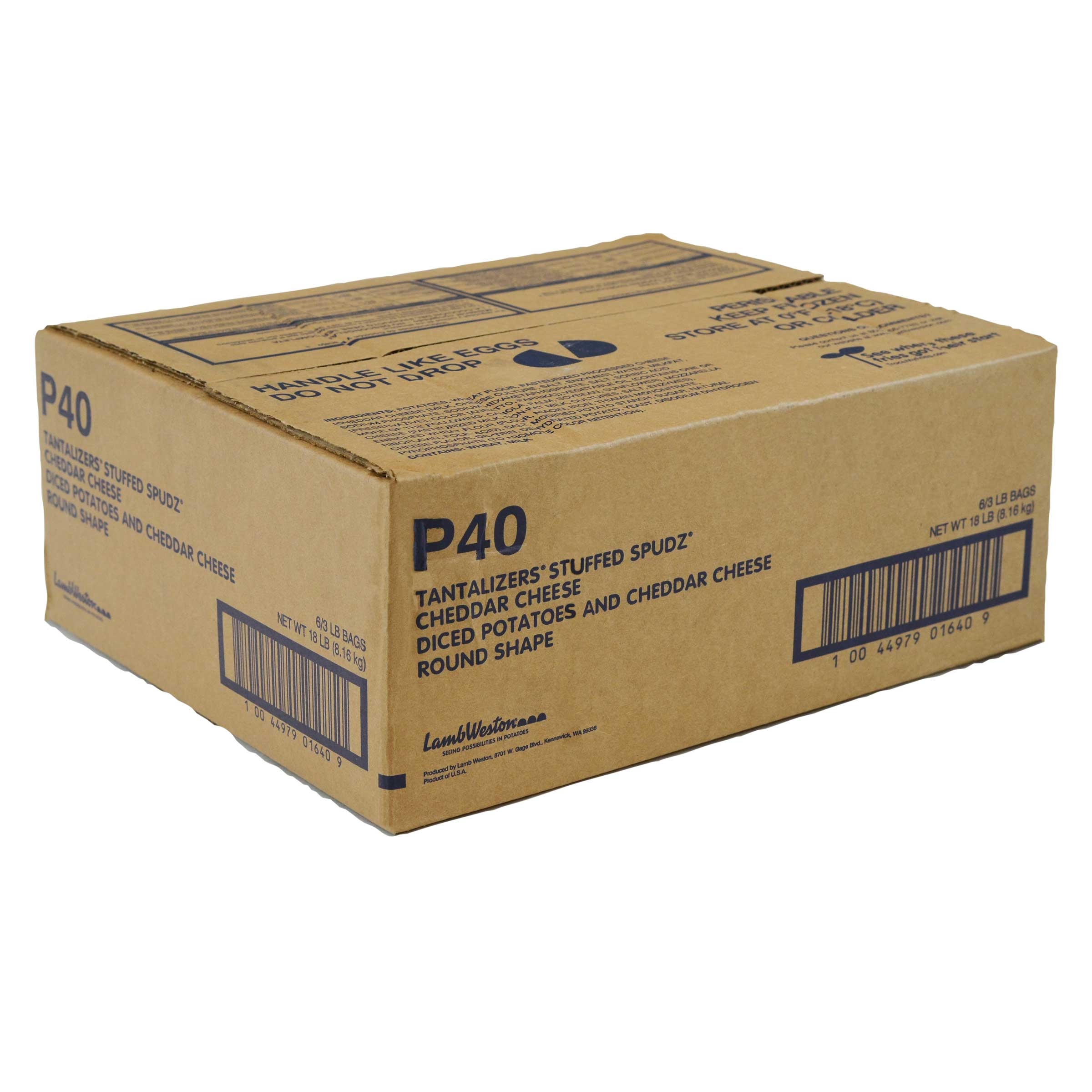 Lamb Weston Tantalizers Stuffed Spudz Round Cheddar Cheese, 3 Pound -- 6 per case.