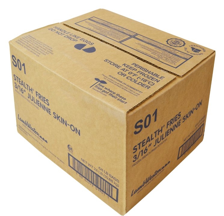 Lamb Weston Stealth Skin On Juliennes French Fry, 4 Pound -- 6 per case.