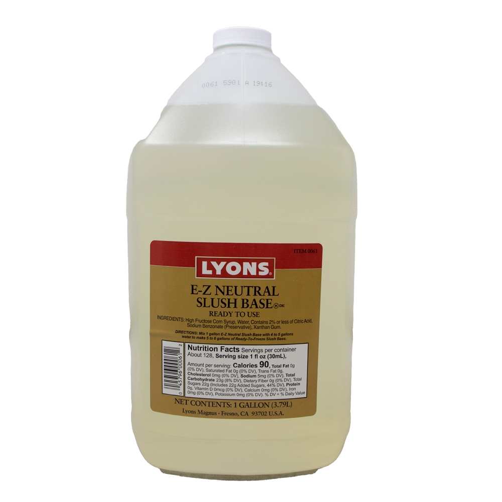 Lyons Neutral E-Z Concentrated Slush Base, 1 Gallon -- 4 per case