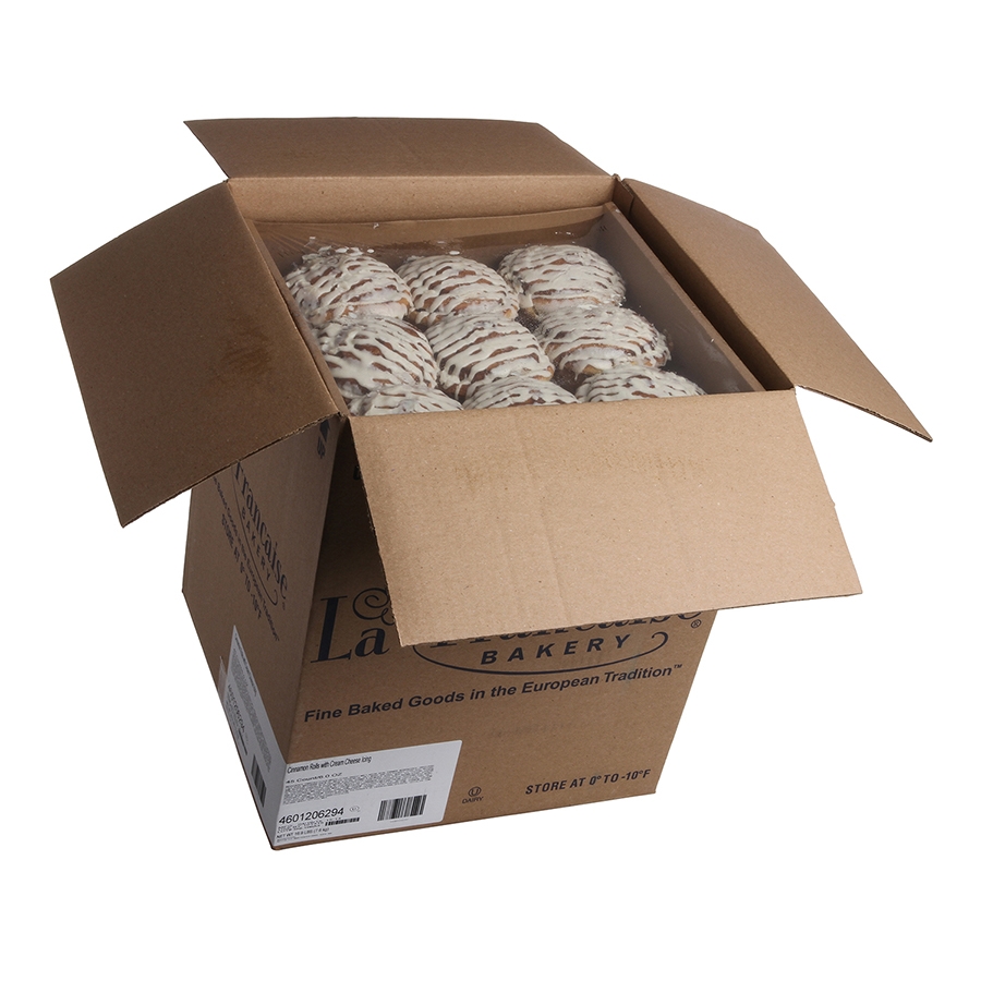 La Francaise Thaw and Sell Cream Cheese Iced Cinnamon Roll, 6 Ounce -- 45 per case.