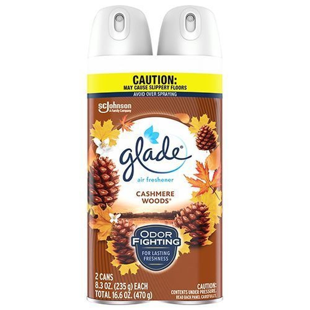 Glade Cashmere Woods Scent Air Freshener - Twin Pack, 8.3 Ounce Aerosol -- 6 per case.
