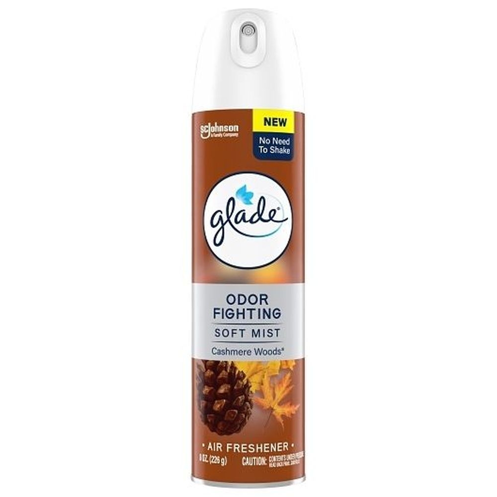 Glade Cashmere Woods Soft Mist Air Freshener, 8 Ounce Aerosol Spray - 6 per case