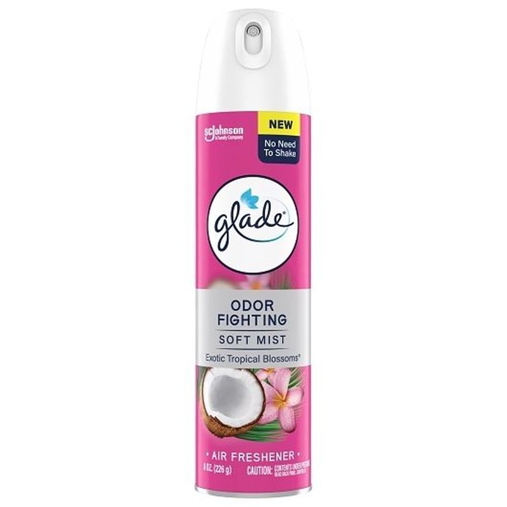 Glade Exotic Trop Blossoms Soft Mist Air Freshener, 8 Ounce Aerosol Spray - 6 per case