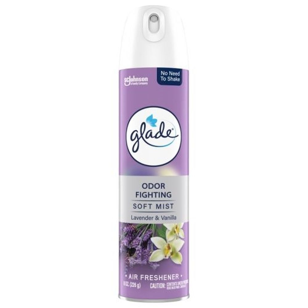 Glade Tranquil Lavender and Vanilla Soft Mist Air Freshener, 8 Ounce Aerosol Spray - 6 per case