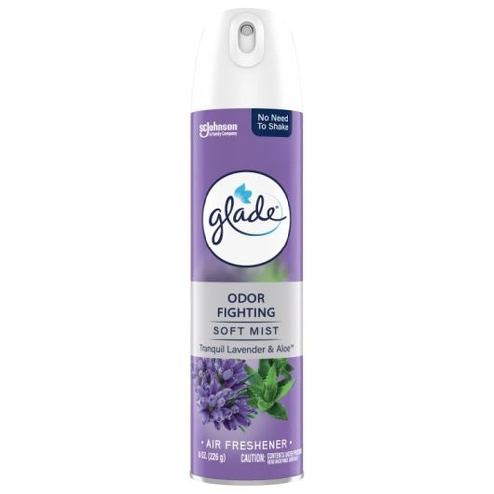 Glade Tranquil Lavender and Aloe Soft Mist Air Freshener, 8 Ounce Aerosol Spray - 6 per case