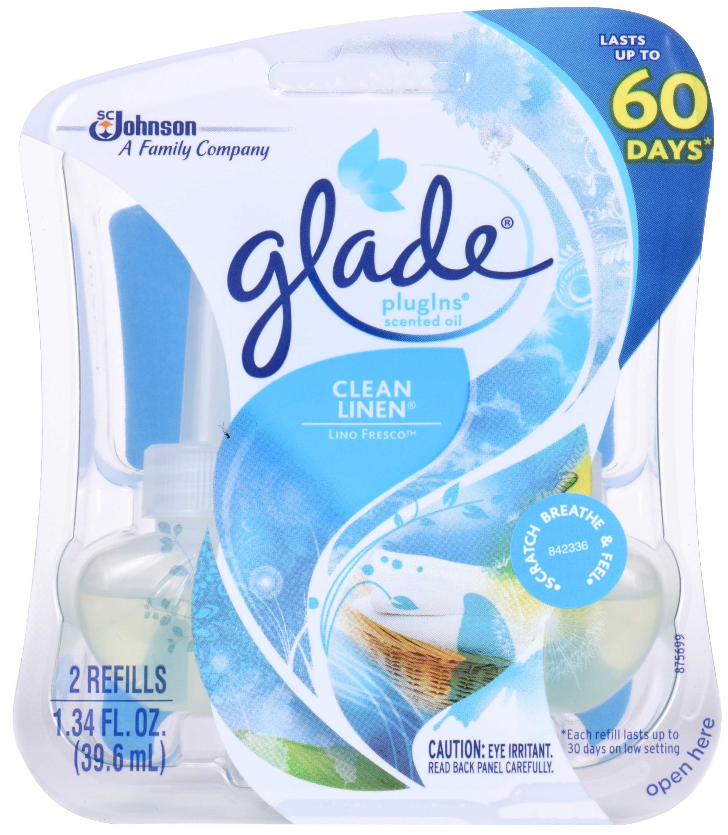 Glade Clean Linen Plug In Scented Oil Refill, 1.34 Fluid Ounce -- 6 per case.