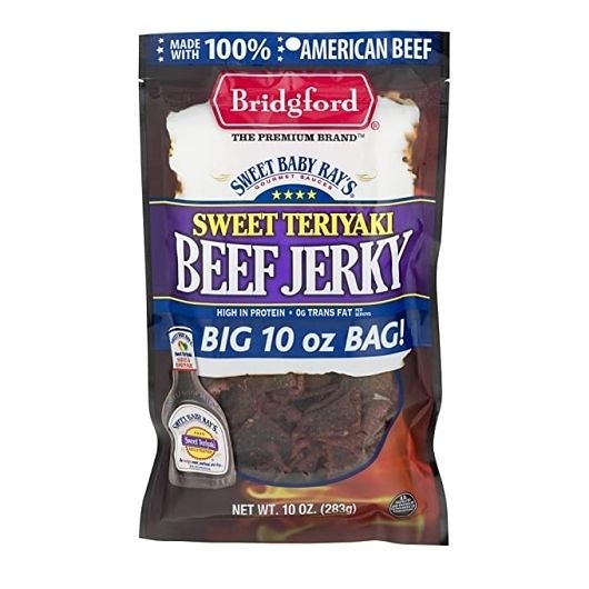 Bridgford Sweet Baby Rays Teriyaki Beef Jerky, 10 Ounce -- 8 per case