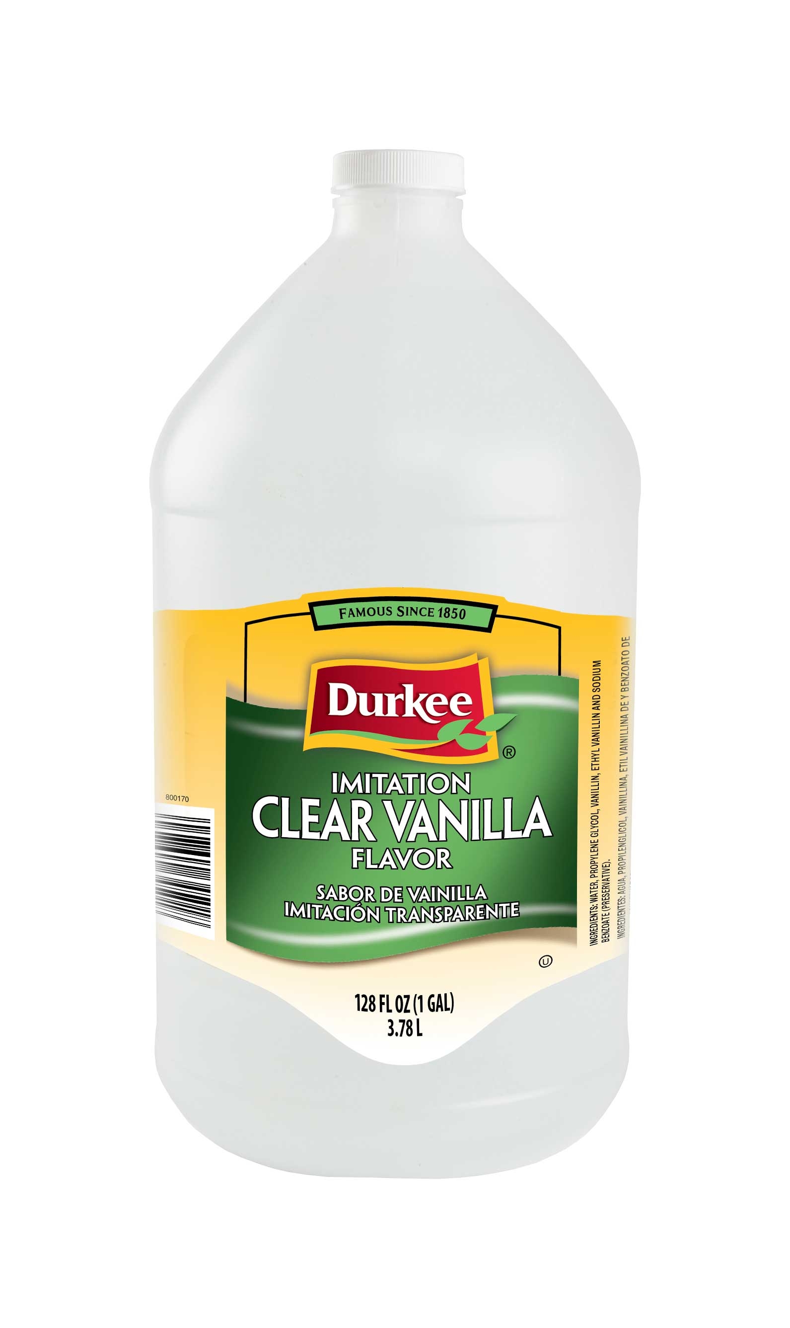 Durkee Clear Imitation Vanilla Flavor - 128 oz. jug, 4 per case
