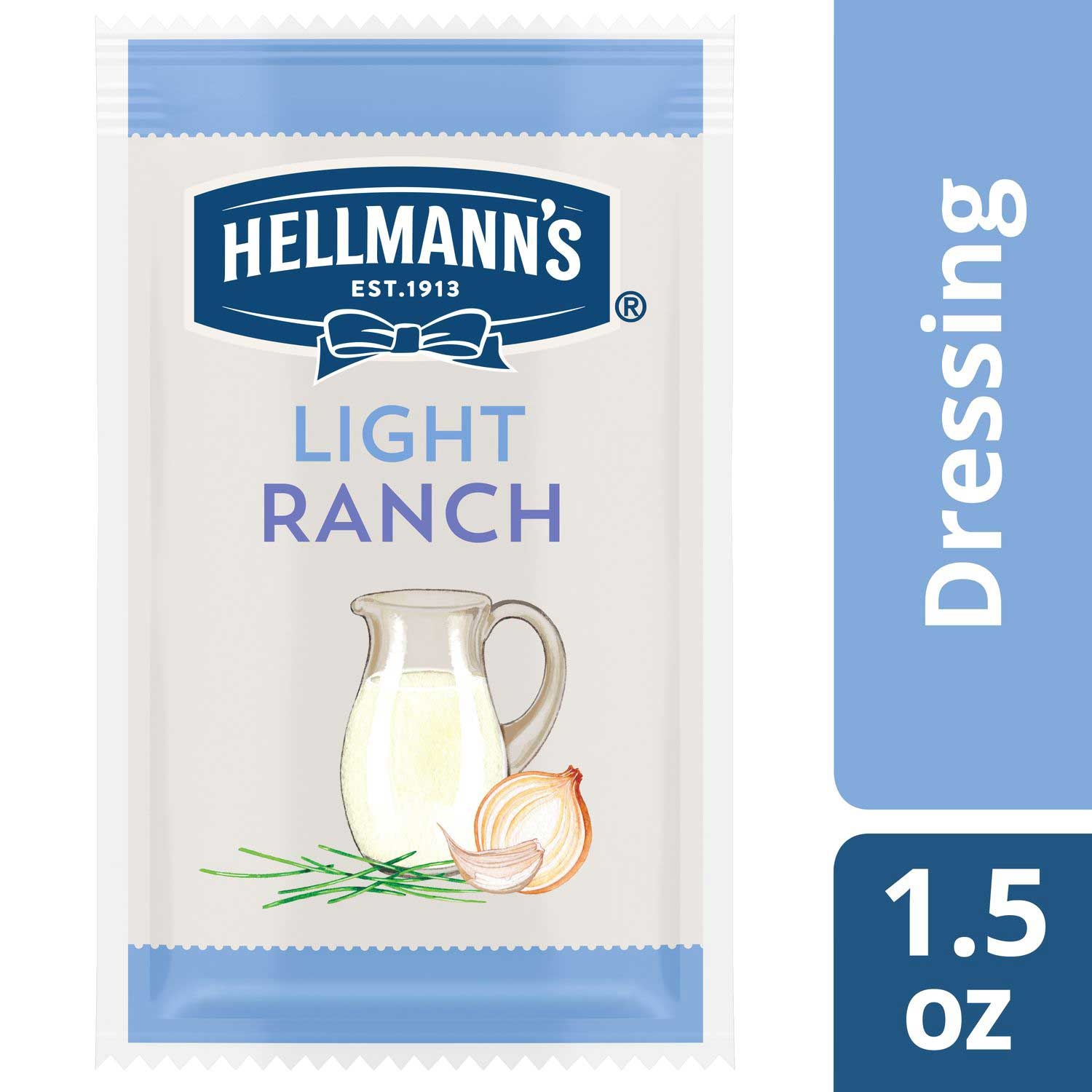 Hellmann's Light Ranch Salad Dressing Portion Control Pack, 1.5 Fluid Ounce -- 102 Per Case