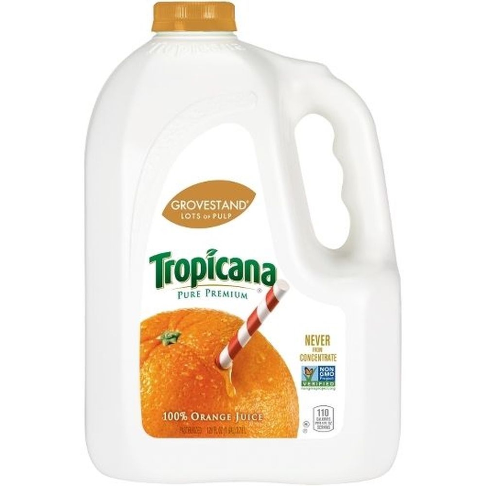 Tropicana Grovestand Pure Premium Lots Of Pulp Orange Juice, 128 Fluid Ounce -- 4 per case