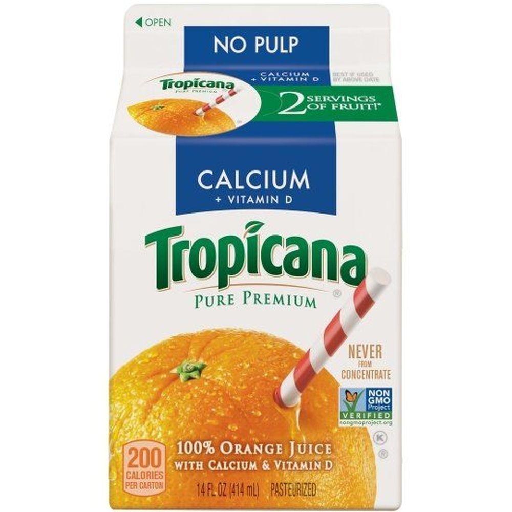 Tropicana Pure Premium Calcium Vitamin D Orange Juice, 14 Fluid Ounce -- 12 per case