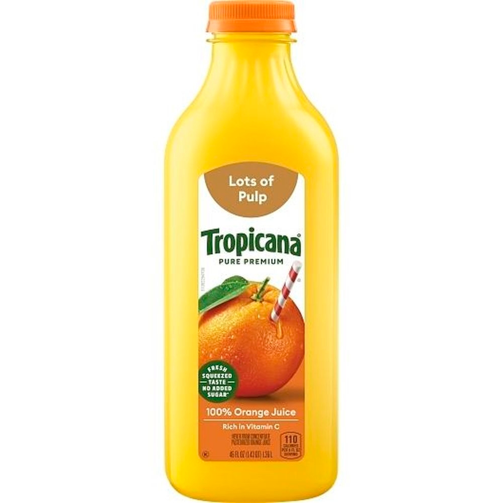 Tropicana Pure Premium Lots Of Pulp Orange Juice, 46 Fluid Ounce - 6 per case