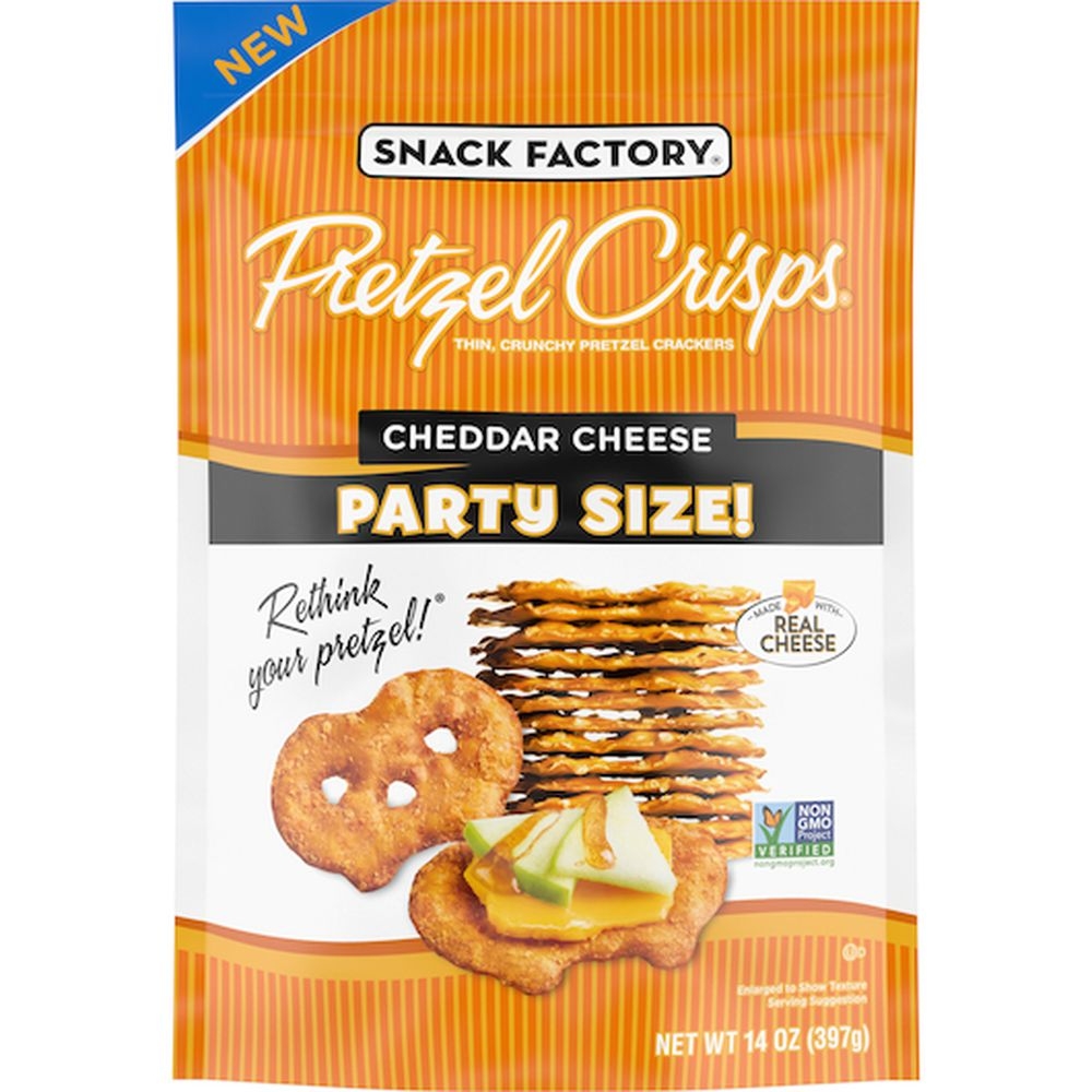 Snack Factory Cheddar Cheese Pretzel Crisps, 14 Ounce -- 12 per case