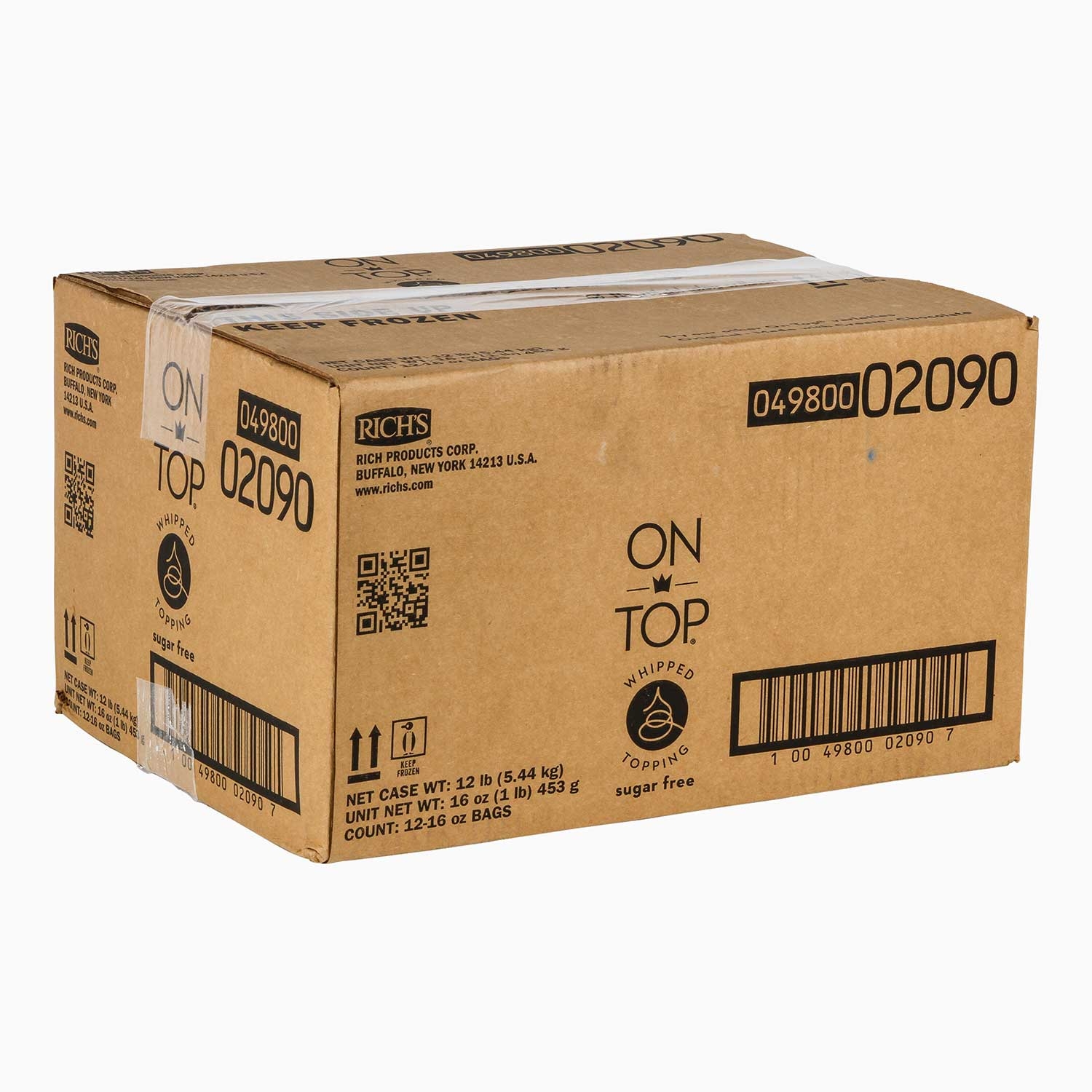 Rich On Top Sugar Free Non Dairy Dessert Topping, 16 Ounce -- 12 per case.