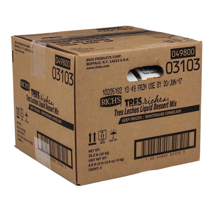 Rich Tres Leches Style Non Dairy Liquid Mix, 8.8 Pound -- 4 per case.