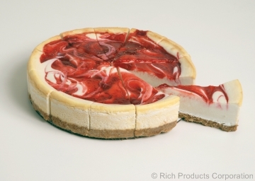 Rich Jon Donaire Baked New York Strawberry Swirl Cheese Cake, 14 Ounce -- 4 per case.
