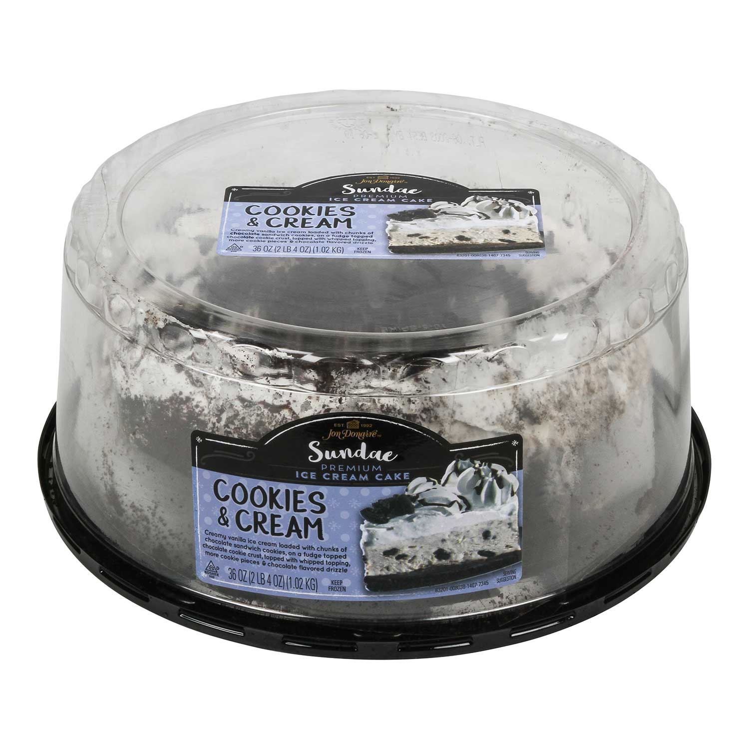 Rich Jon Donaire Cookie and Cream Ice Cream Cake, 40 Ounce -- 4 per case.
