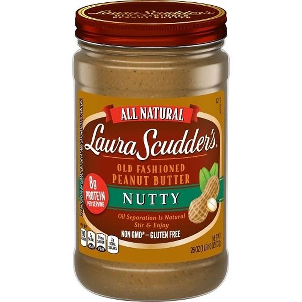 Laura Scudders Nutty Peanut Butter, 26 Ounce -- 6 per case