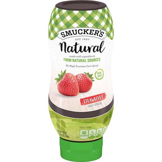 Smuckers Natural Strawberry Fruit Spread, 19 Ounce Bottle Squeeze -- 12 per case