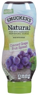Smuckers Natural Concord Grape Fruit Spread, 19 Ounce Squeeze Bottle -- 12 per case