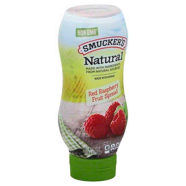 Smuckers Natural Red Raspberry Fruit Spread, 19 Ounce -- 12 per case.