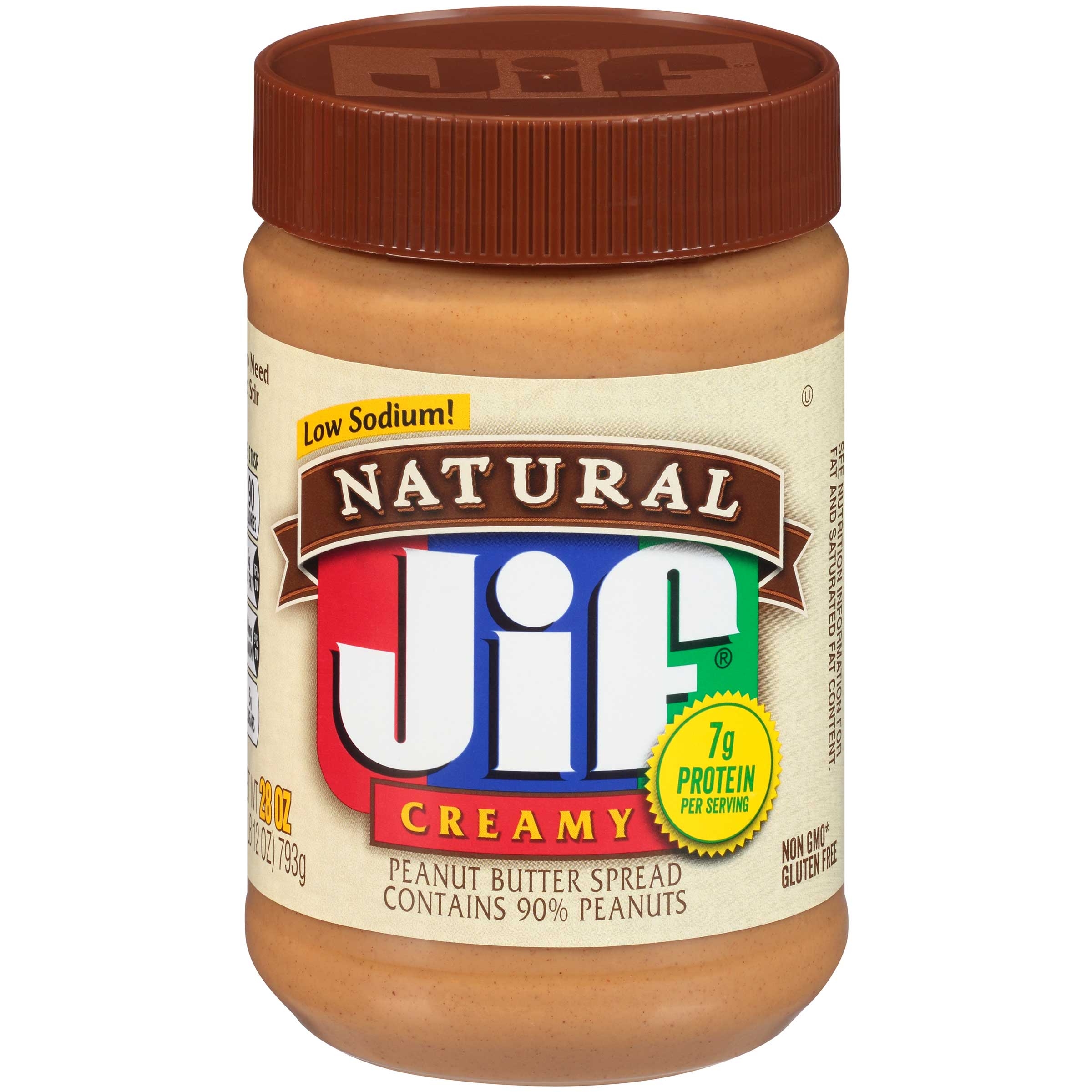 Jif Natural Creamy Peanut Butter, 28 Ounce -- 10 per case.