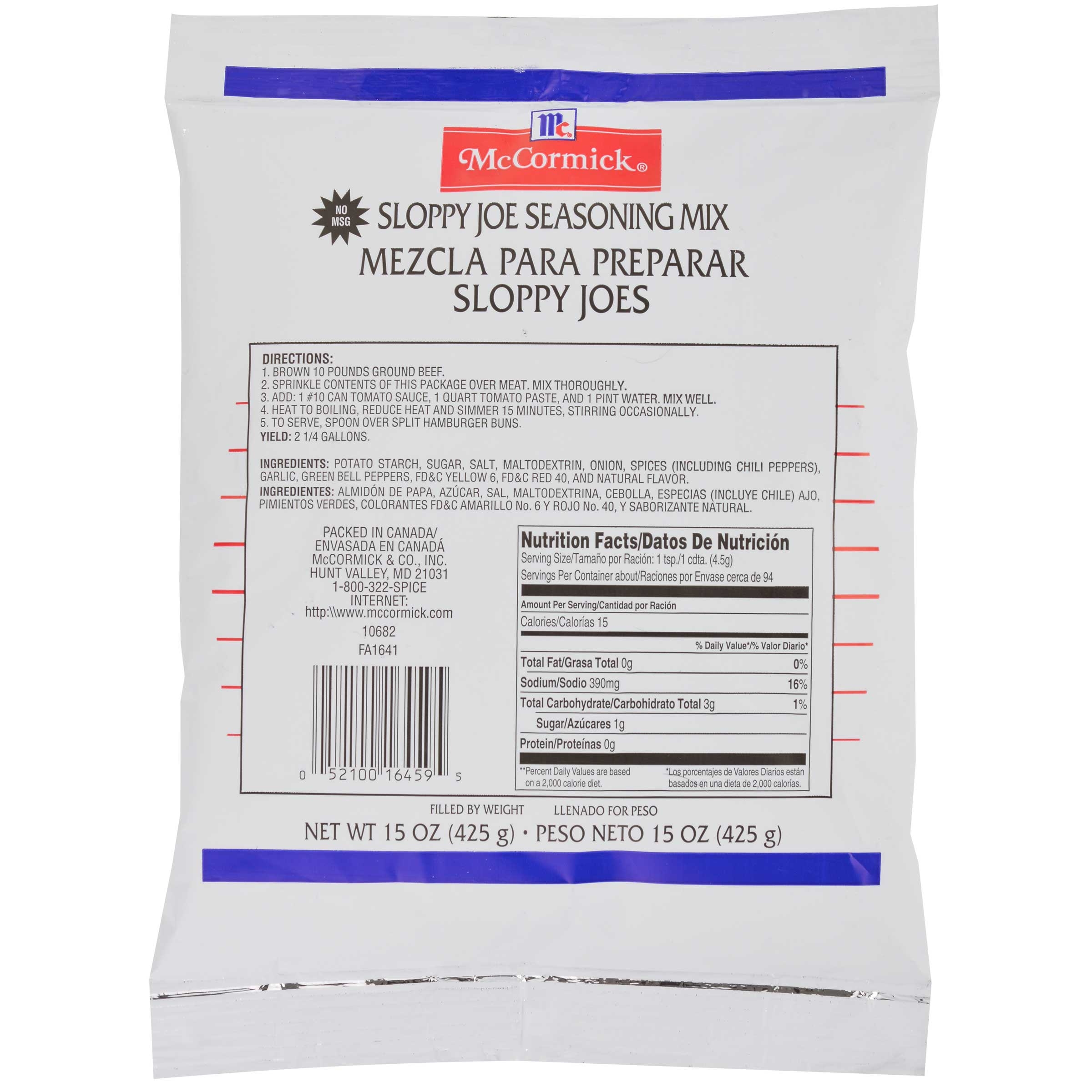 McCormick Culinary Sloppy Joe Seasoning Mix, 15 oz. -- 6 per case