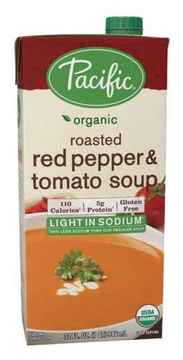 Pacific Foods Organic Creamy Light Sodium Roasted Red Pepper and Tomato Soup, 32 Fluid Ounce -- 12 per case.