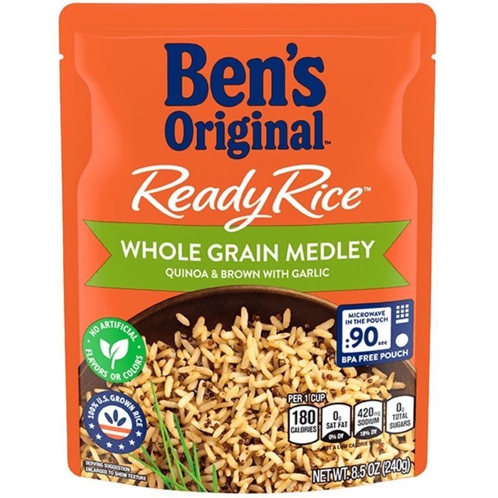 Bens Original Ready Rice Whole Grain Medley Quinoa and Brown Garlic Rice, 8.5 Ounce -- 12 per case