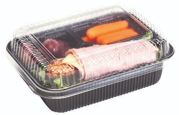 Pak Sher Black Three Pocket Snack Tray, 8 Ounce -- 1000 per case