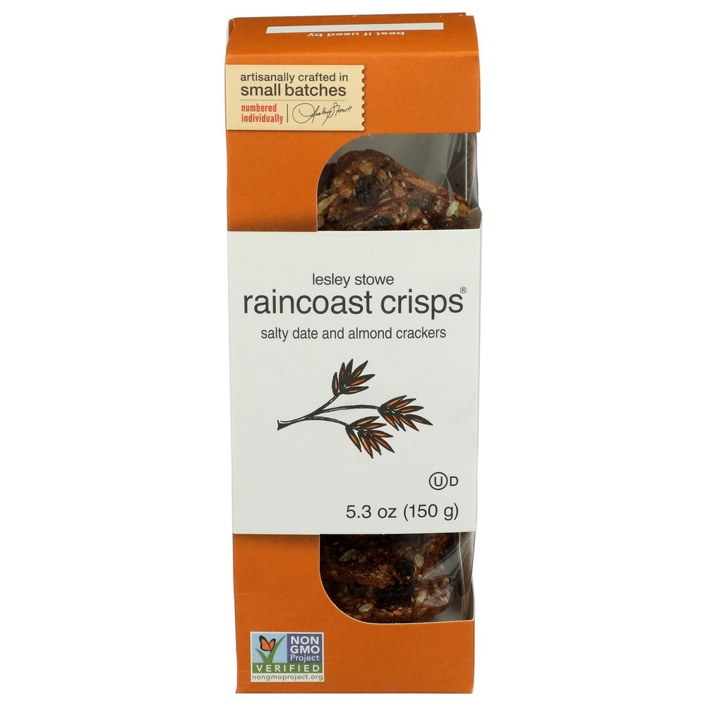 Lesley Stowe Raincoast Crisps Salty Date and Almond Crackers, 5.3 Ounce -- 12 per case