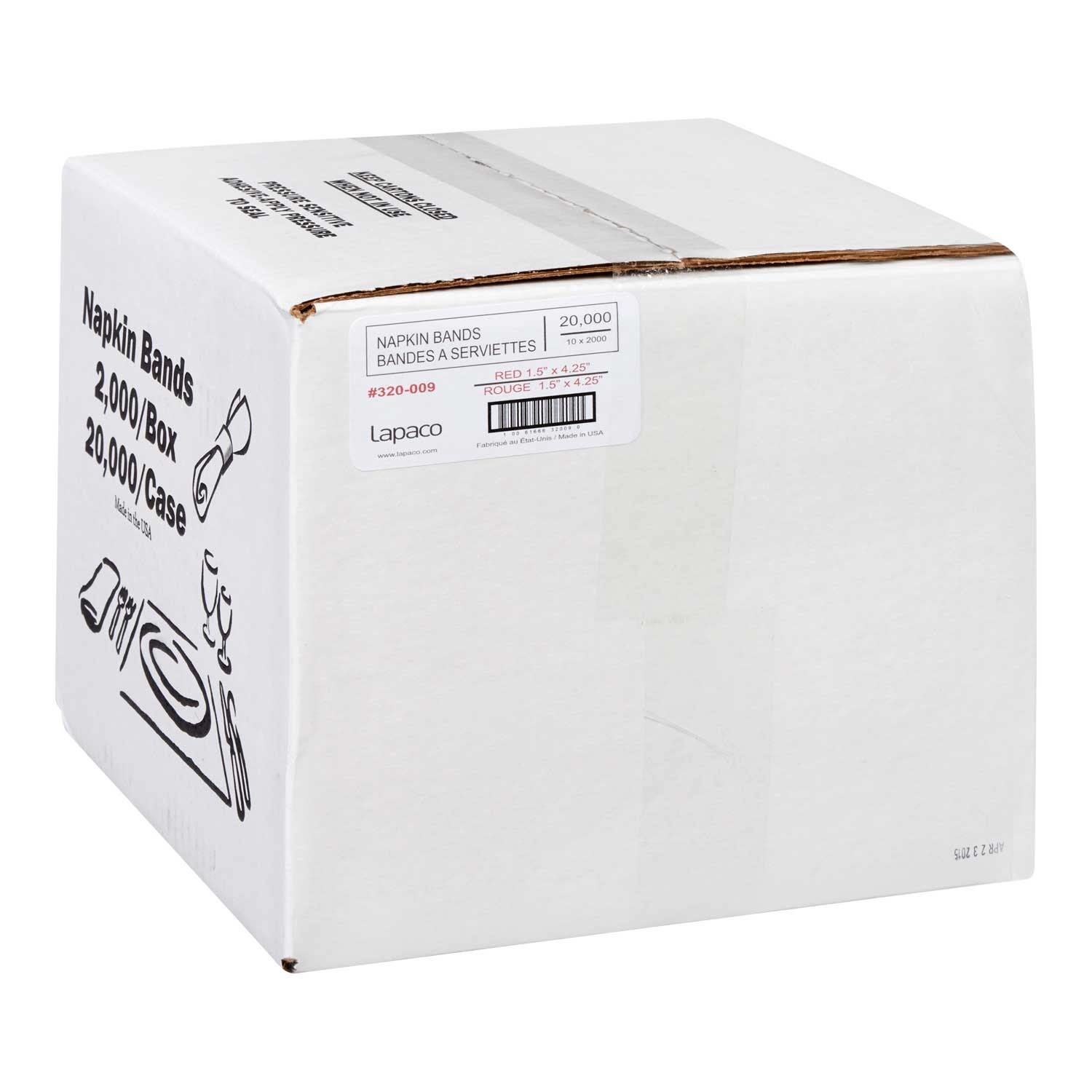 Lapaco Red Napkin Band, 1.5 X 4.25 Inch, 2000 Count -- 10 Per Case