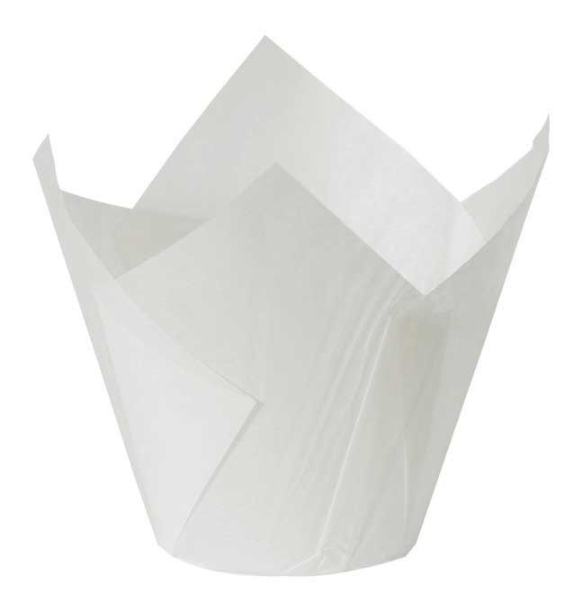 Lapaco White Medium Tulip Baking Cup -- 1000 per case.