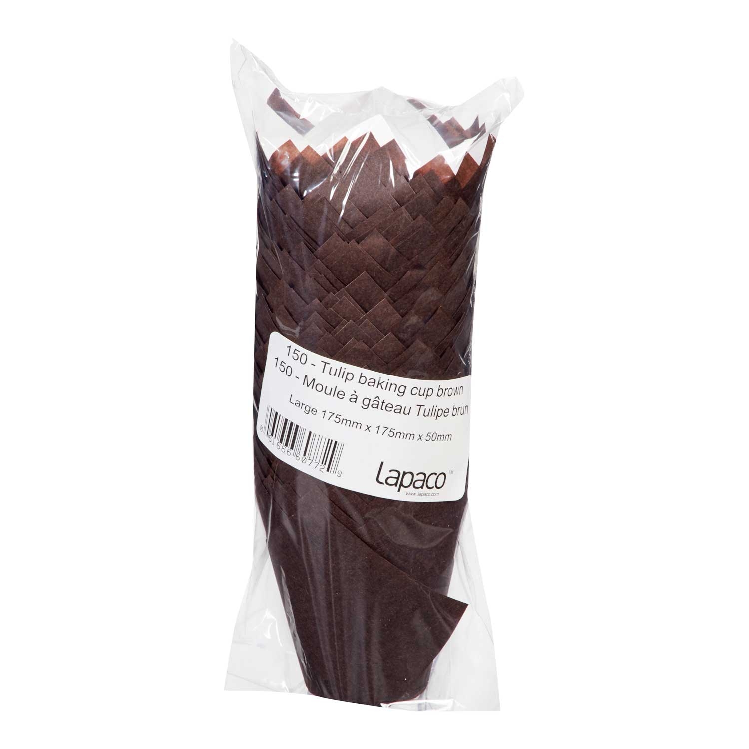 Lapaco Large Brown Tulip Baking Cup, 150 count per pack -- 6 per case.