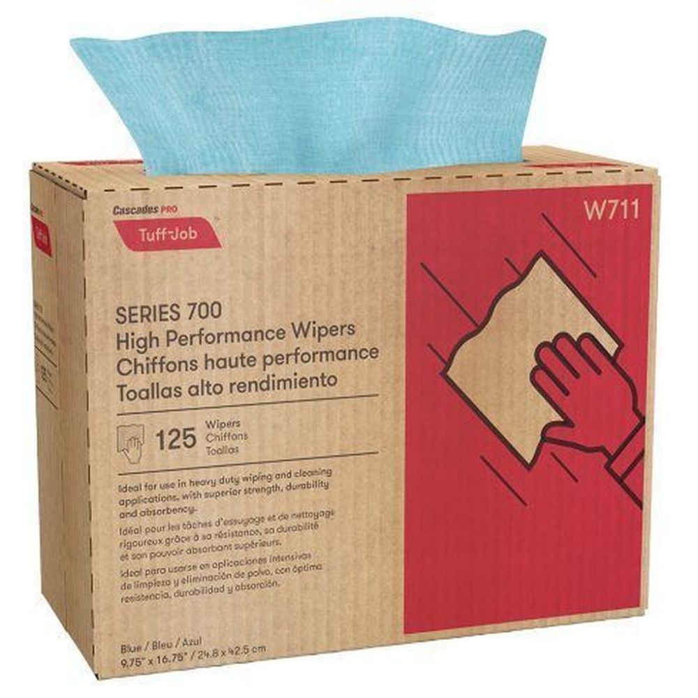 Cascades PRO Tuff-Job 9.75 x 16.75 inch Turquoise High Performance Wiper - Pop-Up Box -- 750 per case.