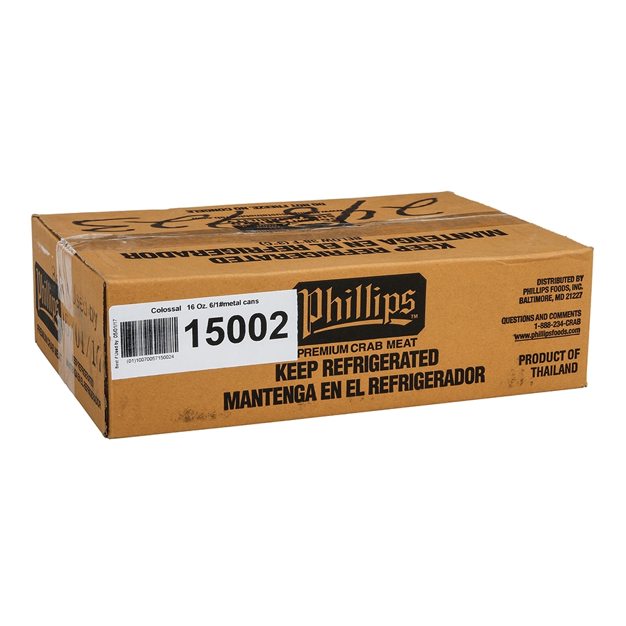Phillips Seafood Colossal Crab Meat, 1 pound can -- 6 per case