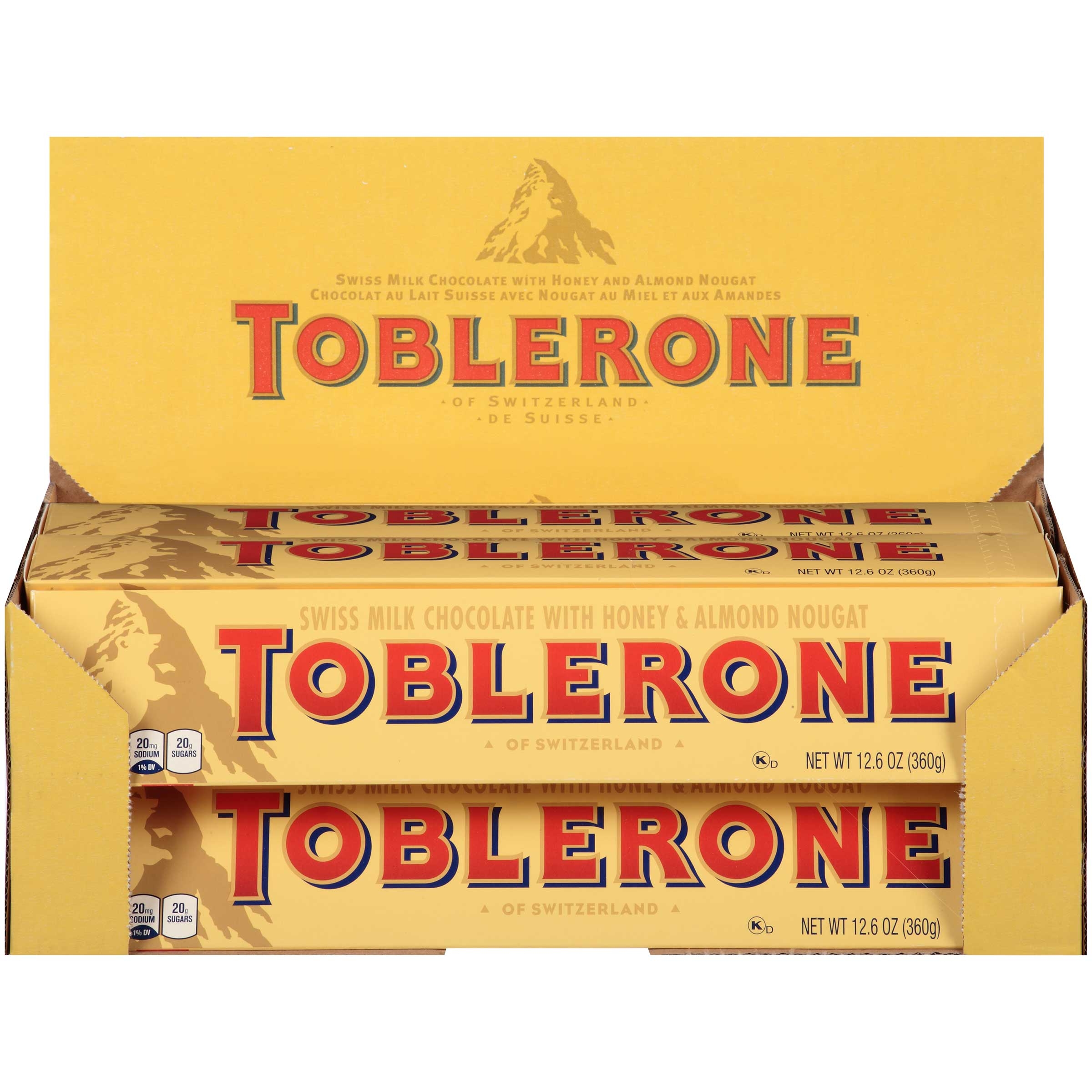 Toblerone Milk Chocolate Bar, 12.6 Ounce -- 20 per case.