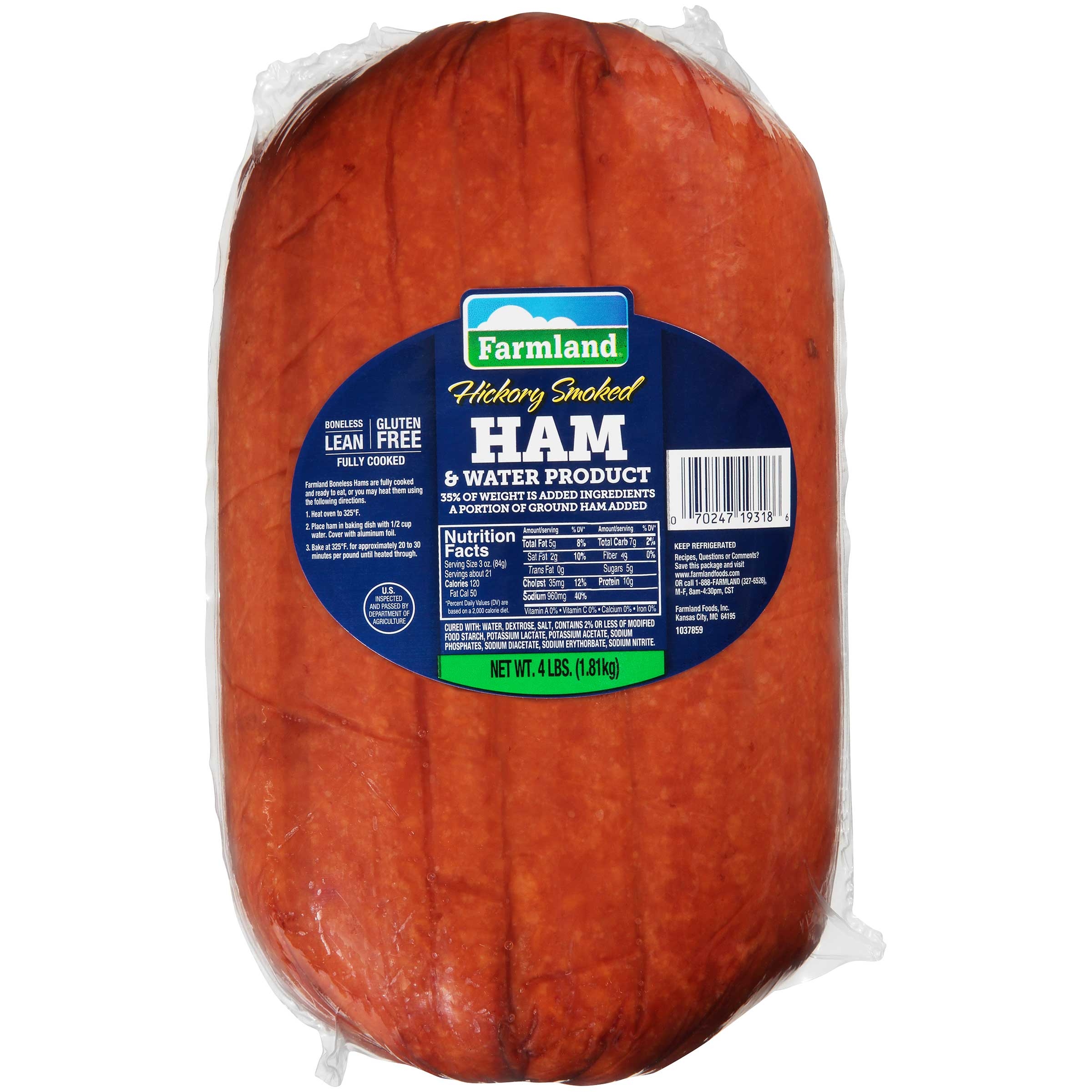 Farmland Boneless Smoked Ham and Water Product, 4 Pound -- 6 per case.