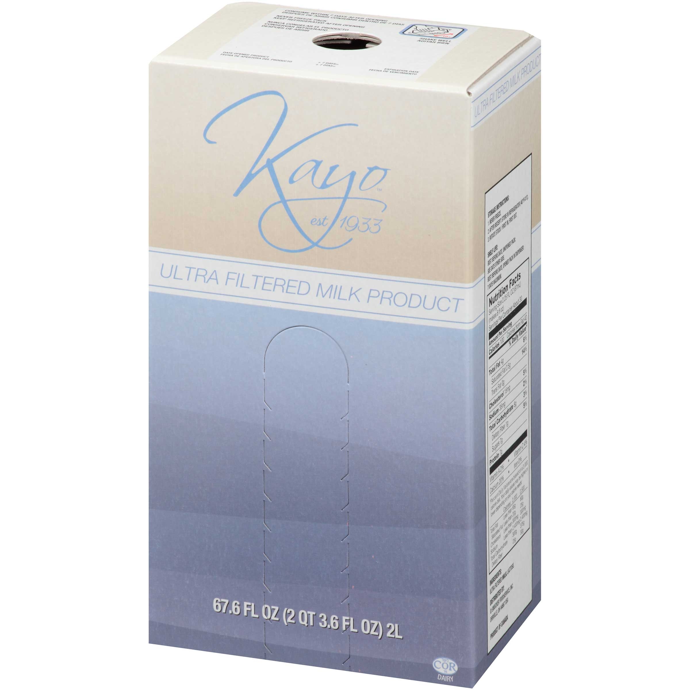 Kayo Ultrafiltered Milk, 2 Liter -- 4 per case.